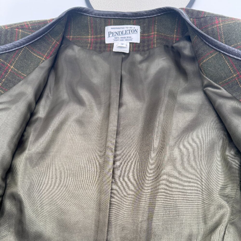 Pendleton Wool Green Plaid Lined Jacket Blazer Fa… - image 6
